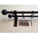 Wrought Iron Metal Double rail curtain voile pole rod with rings and fittings 
